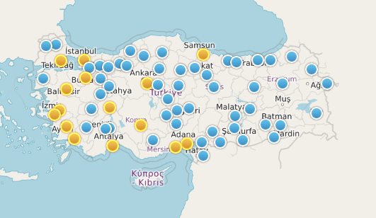 В каких городах Турции есть Sekerbank